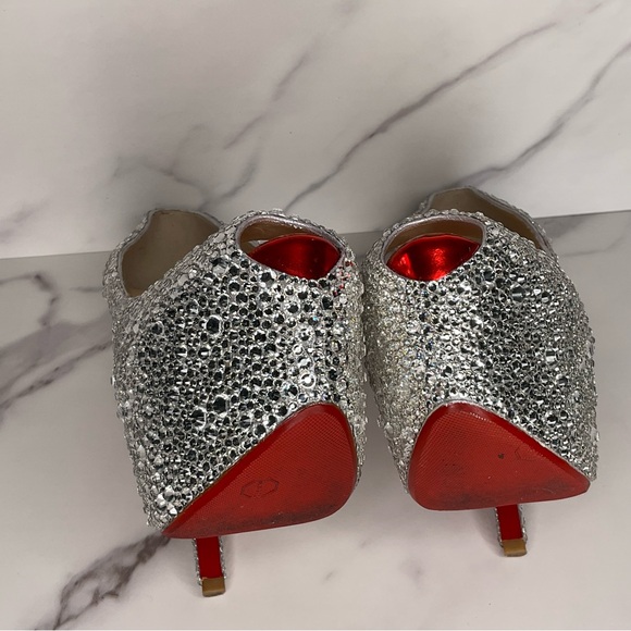 Christian Louboutin Highness AB Strass Crystal Peep Pump Size EU 37.5 / US 7.5 - Picture 7 of 14